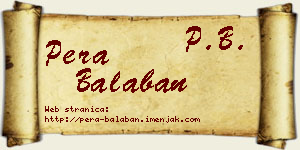 Pera Balaban vizit kartica